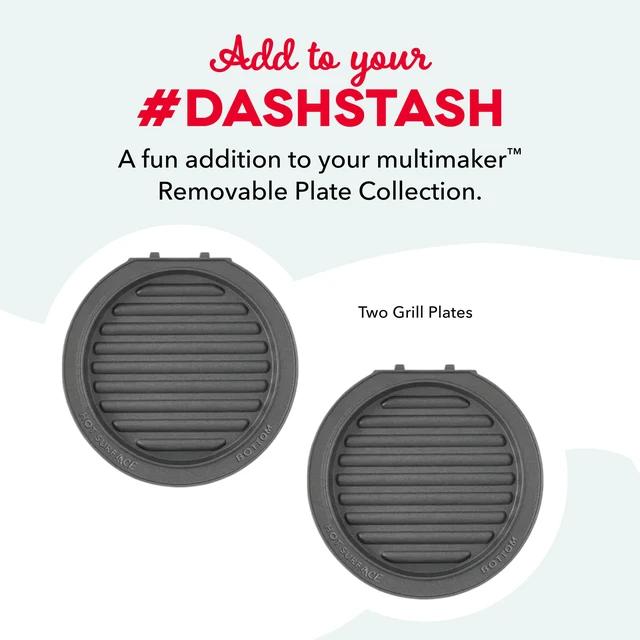 Alt view image 4 of 6 - Mini System Removable Plate Set - Nonstick Replacement Plates for Fun-Shaped Waffle Breakfast - Waffle Maker Not Included - Two-Pack - Grill Plates, 4-Inch