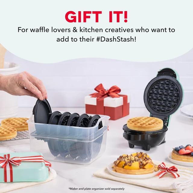 Alt view image 6 of 6 - Mini System Removable Plate Set - Nonstick Replacement Plates for Fun-Shaped Waffle Breakfast - Waffle Maker Not Included - Two-Pack - Grill Plates, 4-Inch