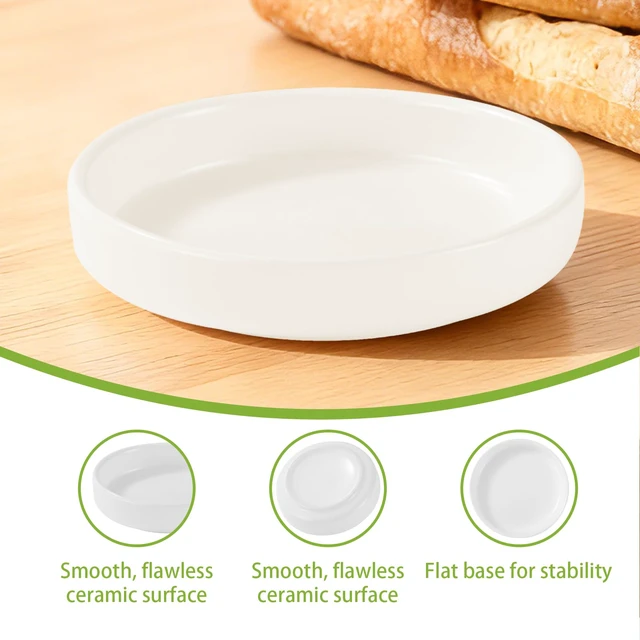 Alt view image 2 of 6 - Bread Dipping Bowls Set of 3, Small Dipping Sauce Bowls, White Ceramic Sauce Dishes, Stackable, Shallow Round Bowl for Olive Oil, Dips and Sauces, Easy to Clean, Ideal for Parties and Home Use
