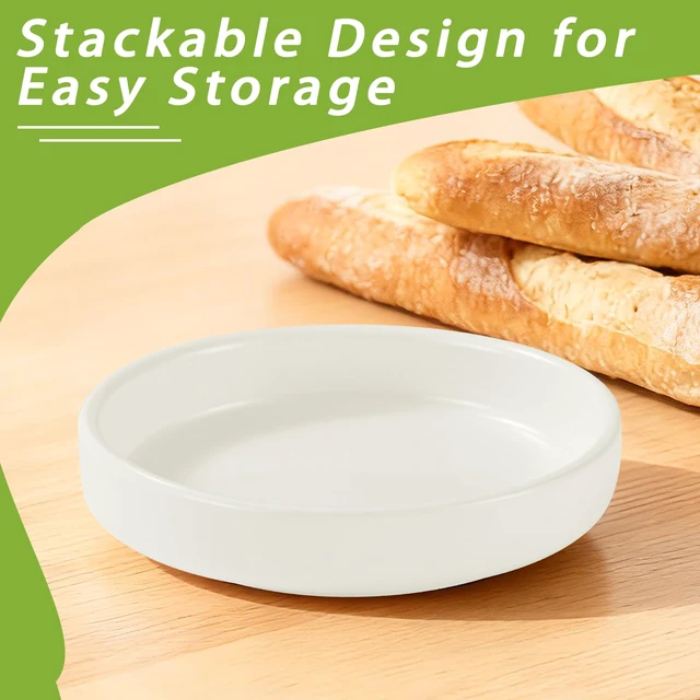 Alt view image 3 of 6 - Bread Dipping Bowls Set of 3, Small Dipping Sauce Bowls, White Ceramic Sauce Dishes, Stackable, Shallow Round Bowl for Olive Oil, Dips and Sauces, Easy to Clean, Ideal for Parties and Home Use