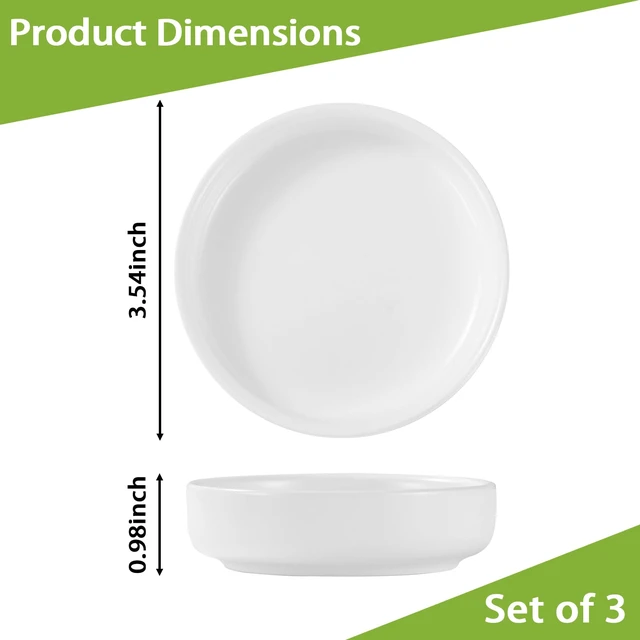 Alt view image 5 of 6 - Bread Dipping Bowls Set of 3, Small Dipping Sauce Bowls, White Ceramic Sauce Dishes, Stackable, Shallow Round Bowl for Olive Oil, Dips and Sauces, Easy to Clean, Ideal for Parties and Home Use