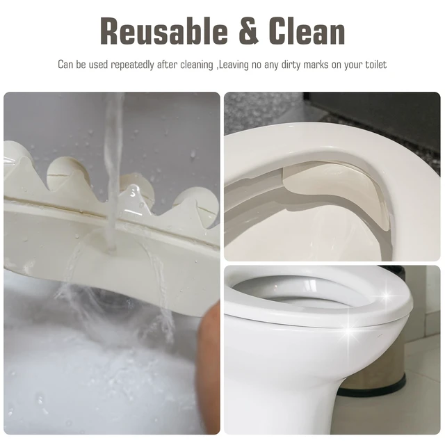 Alt view image 3 of 7 - Toilet Splash Guard Pee Deflector with Strong Suction Cups, Urine Guard | Prevents Urine Splashes and Leaks Between Toilet Seat Gaps, 5 Large Suction Cups and Center Rib Keep the Guard Secure
