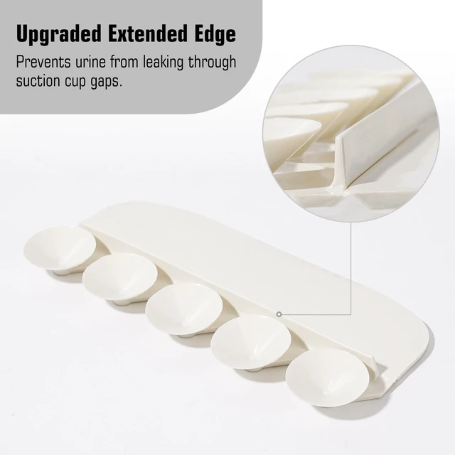 Alt view image 5 of 7 - Toilet Splash Guard Pee Deflector with Strong Suction Cups, Urine Guard | Prevents Urine Splashes and Leaks Between Toilet Seat Gaps, 5 Large Suction Cups and Center Rib Keep the Guard Secure