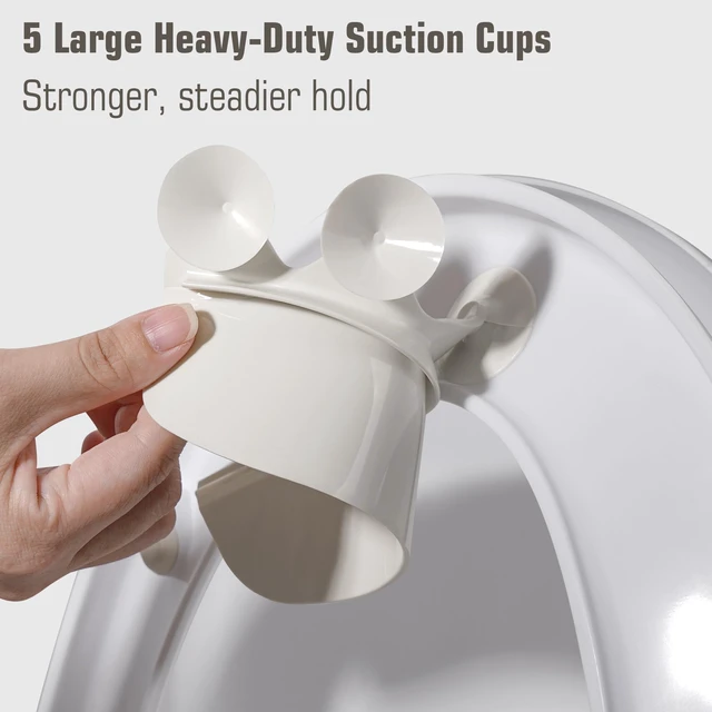 Alt view image 4 of 7 - Toilet Splash Guard Pee Deflector with Strong Suction Cups, Urine Guard | Prevents Urine Splashes and Leaks Between Toilet Seat Gaps, 5 Large Suction Cups and Center Rib Keep the Guard Secure