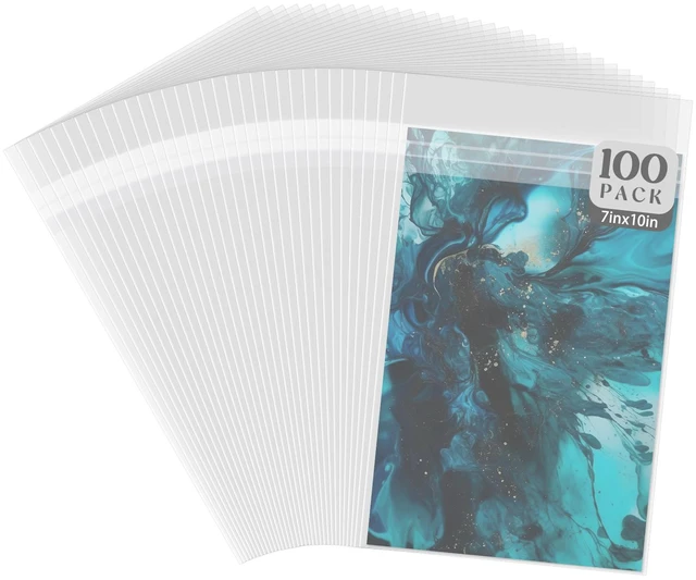 Main image of Clear Storage Bags, 7 1/8 x10 1/8 Inches, 100 PCS | Resealable Clear Picture Sleeve, For 7x10 Art Prints, Pictures, Photos, Frame Mats