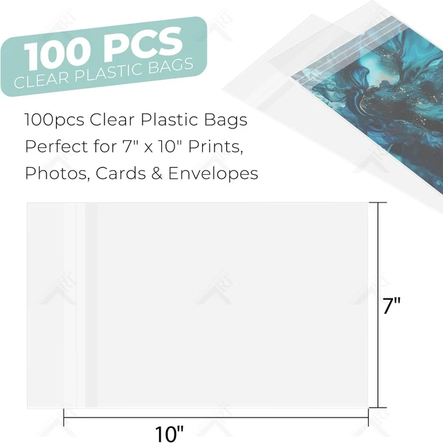 Alt view image 2 of 7 - Clear Storage Bags, 7 1/8 x10 1/8 Inches, 100 PCS | Resealable Clear Picture Sleeve, For 7x10 Art Prints, Pictures, Photos, Frame Mats