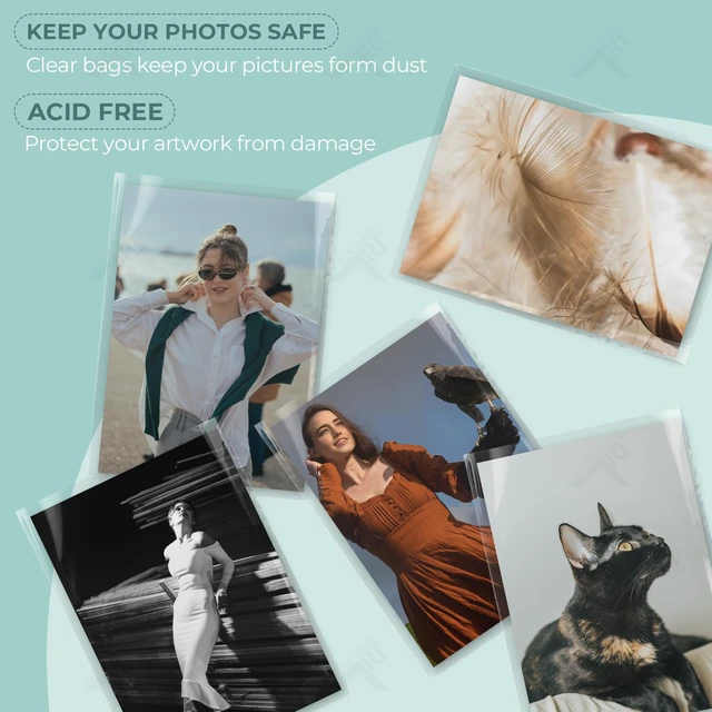 Alt view image 4 of 7 - Clear Storage Bags, 7 1/8 x10 1/8 Inches, 100 PCS | Resealable Clear Picture Sleeve, For 7x10 Art Prints, Pictures, Photos, Frame Mats