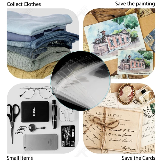 Alt view image 6 of 7 - Clear Storage Bags, 7 1/8 x10 1/8 Inches, 100 PCS | Resealable Clear Picture Sleeve, For 7x10 Art Prints, Pictures, Photos, Frame Mats