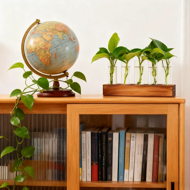 Alt view image 7 of 7 - Plant Propagation Station, Plant Terrarium with Wooden Stand | Plants Pots for Hydroponics, Small Birthday Gardening Gifts for Women Mom Plants Lovers Unique - 5 Glass Test Tubes Vases