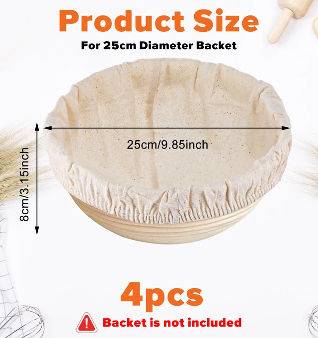 Alt view image 3 of 7 - 4 Pcs Sourdough Proofing Basket Liners, 10 Inch Reusable Basket Covers, Easy to Clean Proofing Baskets Liner for Bread, Dough Baking, Homemade Breads, Kitchen