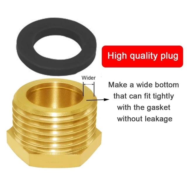 Alt view image 3 of 6 - 4 Pack Brass 3/4"GHT Garden Hose Plugs Caps Kit | 2PCS 3/4" GHT Male Plug + 2PCS 3/4" GHT Female Cap, Water Hose Fittings with Washers