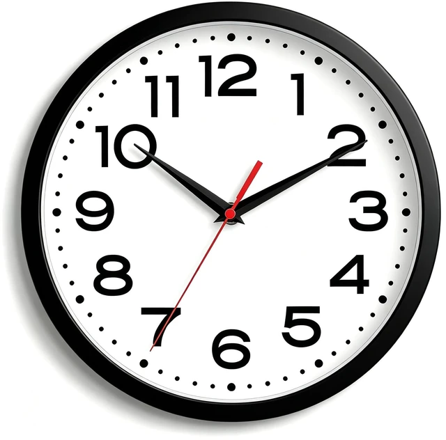 Main image of 8 Inch Small Wall Clock, Battery Operated Silent Non Ticking Black | analog wall clock; bold numerals for easy reading; silent non-ticking; 1 AA battery (not included); for classroom