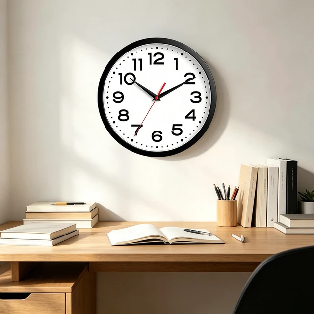 Alt view image 6 of 7 - 8 Inch Small Wall Clock, Battery Operated Silent Non Ticking Black | analog wall clock; bold numerals for easy reading; silent non-ticking; 1 AA battery (not included); for classroom