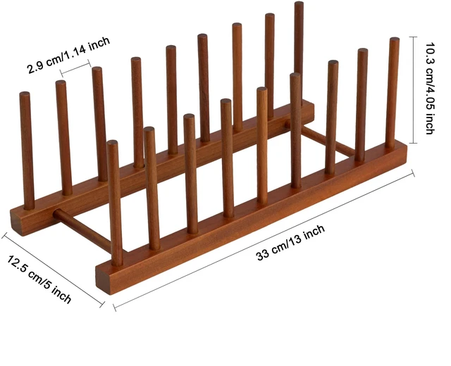 Alt view image 2 of 6 - Teak Dish Plate Bowl Cup Book Pot Lid Cutting Board Drying Rack Stand Drainer Storage Holder Organizer Kitchen CabinetKeep Dry