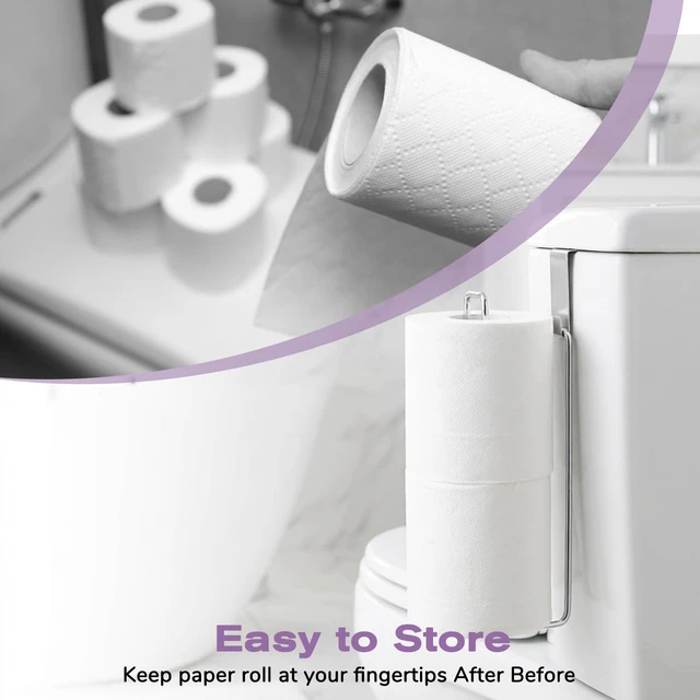Alt view image 3 of 5 - Bathroom Toilet Paper Holder with Storage Extra 2 Roll Tissue, Over The Tank Wall Mount Hanging Toilet Paper Storage Stainless Steel Rustproof Small Restroom Organizer for RV Camper