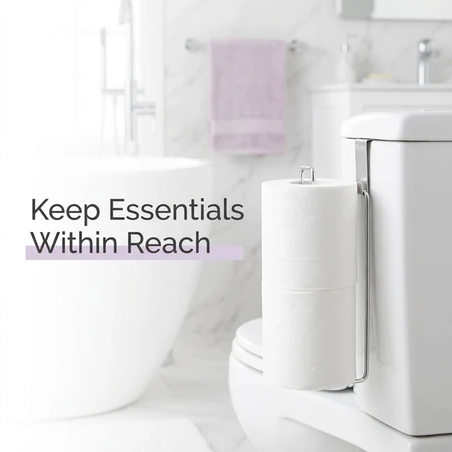 Alt view image 5 of 5 - Bathroom Toilet Paper Holder with Storage Extra 2 Roll Tissue, Over The Tank Wall Mount Hanging Toilet Paper Storage Stainless Steel Rustproof Small Restroom Organizer for RV Camper