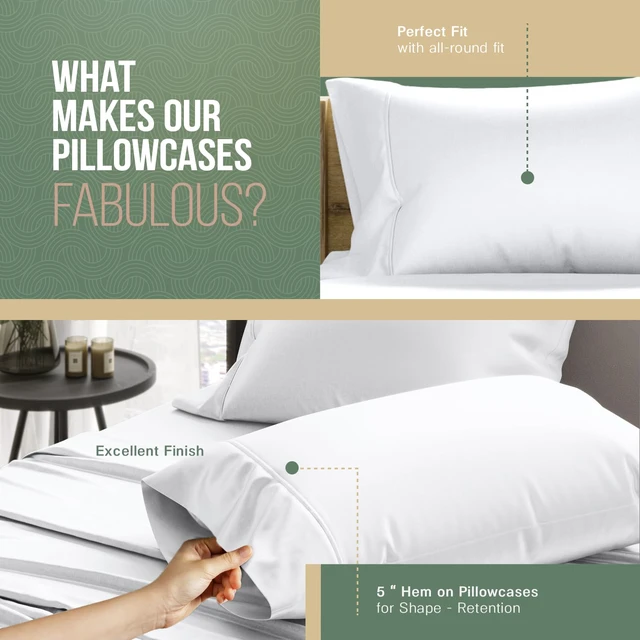 Alt view image 6 of 7 - 100% Organic Cotton Pillow Cases King Size Set of 2 - White Organic Cotton Percale Weave Pillowcases King Size, Soft, Cooling, Crisp & Breathable Percale Pillow Covers for Sleeping