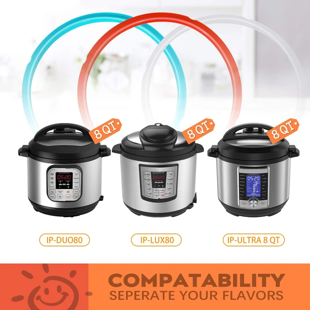 Alt view image 3 of 5 - Silicone Sealing Ring 3-Pack for 8Qt Pressure Cookers - Dishwasher Safe Food-Grade Replacement Gasket Compatible with Instant Pot 8Qt Models: IP-DUO80, IP-LUX80, Ultra, Duo Plus, Viva.