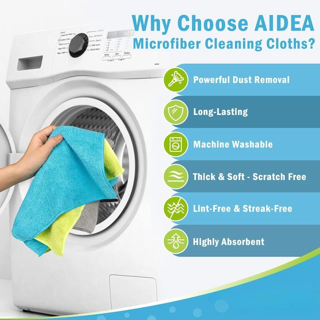 Alt view image 3 of 7 - Microfiber Cleaning Cloth-12PK, Microfiber Towels for Cars 12"x12" | Absorbent Cleaning Rags, Reusable Microfiber Towels Lint-Free, Dish Rags Streak-Free for Home /Kitchen /Window (Multicolor)