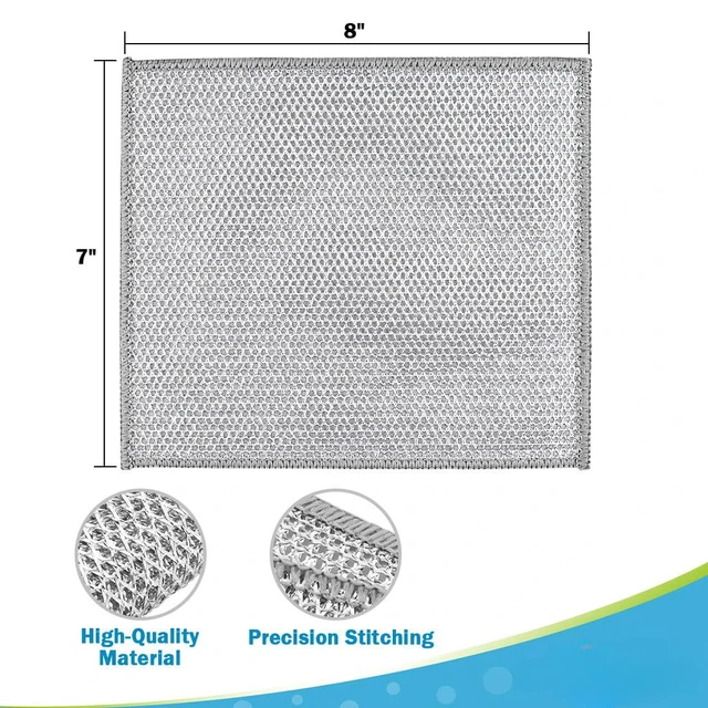 Alt view image 3 of 6 - Non Scratch Wire Dishcloth 24PK, Dish Cloths for Washing Dishes 7"×8" | Wire Dishwashing Rag for Wet and Dry, Dish Rags No Odor, Cleaning Pads Steel Scrubber for Cookware, Sinks, Dishes, Stove Tops