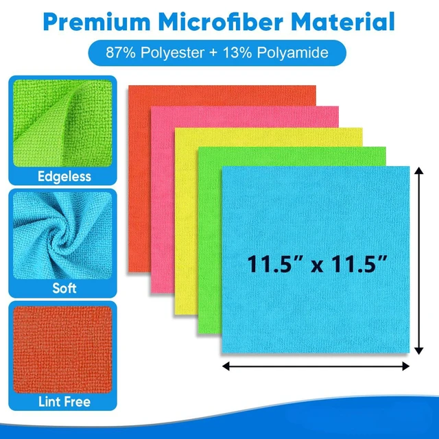 Alt view image 2 of 7 - Microfiber Cleaning Cloth, 20 Pack Reusable Microfiber Towels | Cars Lint Free Cleaning Shop Towel Rags for Home Kitchen Automotive Bar Mechanic Restaurant Garage, 11.5"x 11.5", Multicolor