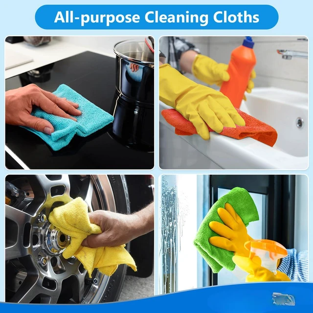 Alt view image 7 of 7 - Microfiber Cleaning Cloth, 20 Pack Reusable Microfiber Towels | Cars Lint Free Cleaning Shop Towel Rags for Home Kitchen Automotive Bar Mechanic Restaurant Garage, 11.5"x 11.5", Multicolor