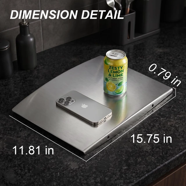 Alt view image 3 of 7 - Stainless Steel Cutting Board with Lip for Food Prep | Non Toxic Chopping Board, For Meat Fruits Vegetables Bread & Baking, Easy to Clean, Countertop Storage Organizer