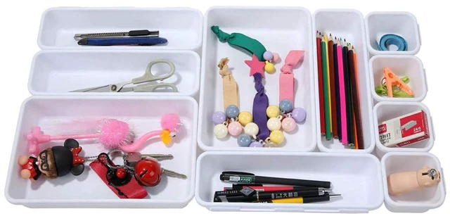 Main image of Interlocking Desk Drawer Organizer Separators for Kitchen, Bathroom, Makeup, Office (Set of 10)