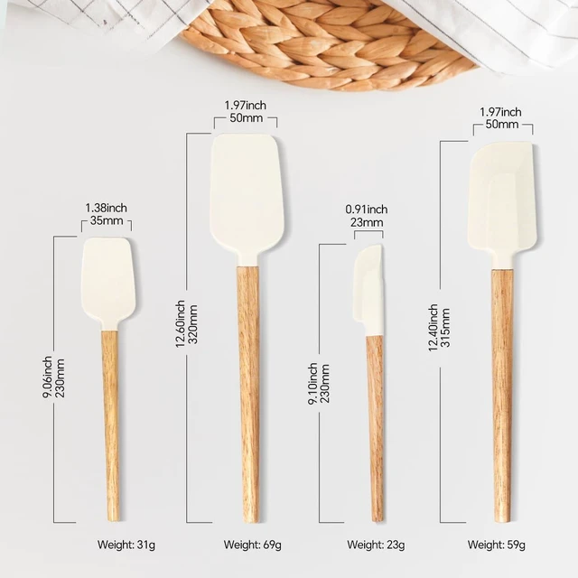 Alt view image 7 of 7 - Silicone Spatula Set, Food Grade Rubber Spatula-4 Piece Nonstick Rubber Spatulas, Spoonula, Jar Scraper for Cooking, Baking, Mixing, Frosting - Heat Resistant Up to 600°F (4 Pcs Spatula Off-White)