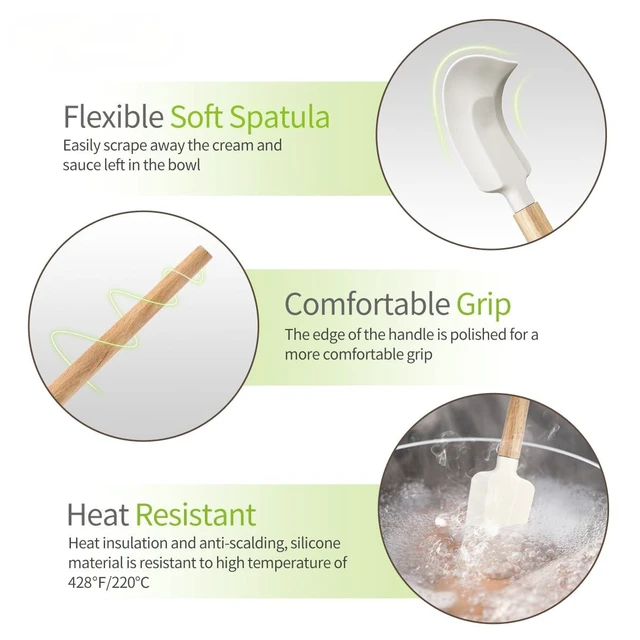 Alt view image 6 of 7 - Silicone Spatula Set, Food Grade Rubber Spatula-4 Piece Nonstick Rubber Spatulas, Spoonula, Jar Scraper for Cooking, Baking, Mixing, Frosting - Heat Resistant Up to 600°F (4 Pcs Spatula Off-White)
