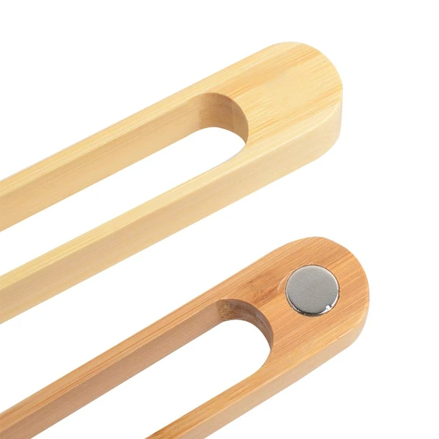 Alt view image 3 of 7 - Magnetic Bamboo Toaster Tongs: 100% Natural 8.7 Wood Kitchen Toast Tongs| Eco-Friendly, Space Saving Modern Kitchen Accessory for Home Restaurant | Set of 2