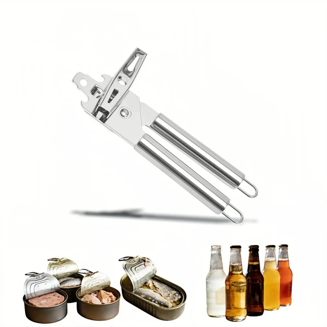 Main image of Stainless Steel Manual Can Opener, 3-in-1 Multifunctional, High-Carbon Steel Cutting Wheel, Ergonomic Handle, 7.28 Inch, for Food Cans and Bottles