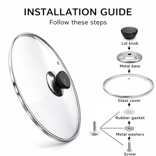Alt view image 2 of 4 - 8 Inch Glass Lid for Frying Pan Tempered Transparent Pot Lid with Stainless Steel Rim & Heat-Resistant Handle, Fits 8 Skillet, Pan, Wok Durable See-Through Cookware Cove