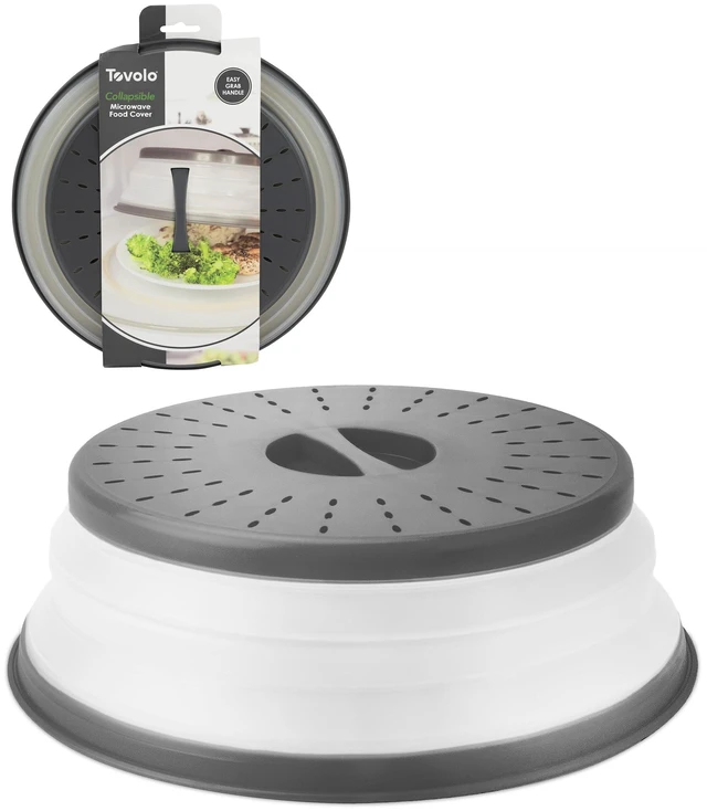 Main image of Collapsible Microwave Splatter Cover, Charcoal Gray, Medium 10.5"