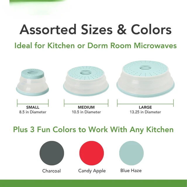 Alt view image 6 of 7 - Collapsible Microwave Splatter Cover, Charcoal Gray, Medium 10.5"