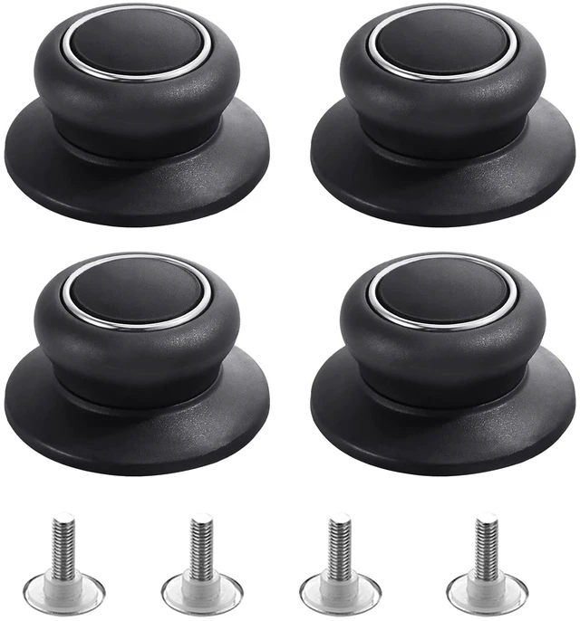 Main image of 4 Pcs Universal Pot Lid Knobs,Pot Lid Handle Replacement,Pot Cover Knobs | Heat Resistant and Prevent Static Electricity,Easy installation Kitchen Cookware Replacement Pan Lid Holding Handles (Black)