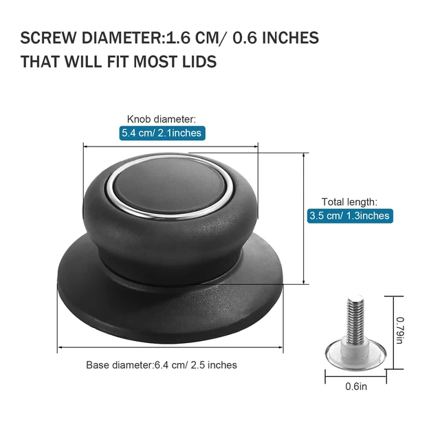 Alt view image 2 of 6 - 4 Pcs Universal Pot Lid Knobs,Pot Lid Handle Replacement,Pot Cover Knobs | Heat Resistant and Prevent Static Electricity,Easy installation Kitchen Cookware Replacement Pan Lid Holding Handles (Black)