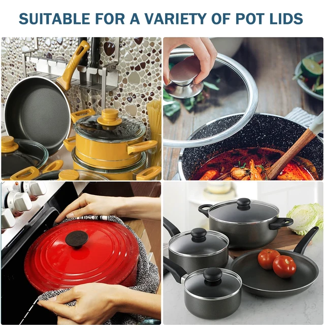 Alt view image 5 of 6 - 4 Pcs Universal Pot Lid Knobs,Pot Lid Handle Replacement,Pot Cover Knobs | Heat Resistant and Prevent Static Electricity,Easy installation Kitchen Cookware Replacement Pan Lid Holding Handles (Black)