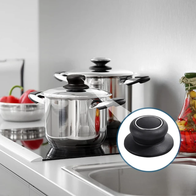 Alt view image 4 of 6 - 4 Pcs Universal Pot Lid Knobs,Pot Lid Handle Replacement,Pot Cover Knobs | Heat Resistant and Prevent Static Electricity,Easy installation Kitchen Cookware Replacement Pan Lid Holding Handles (Black)