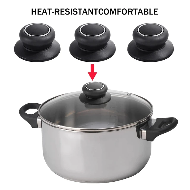 Alt view image 6 of 6 - 4 Pcs Universal Pot Lid Knobs,Pot Lid Handle Replacement,Pot Cover Knobs | Heat Resistant and Prevent Static Electricity,Easy installation Kitchen Cookware Replacement Pan Lid Holding Handles (Black)