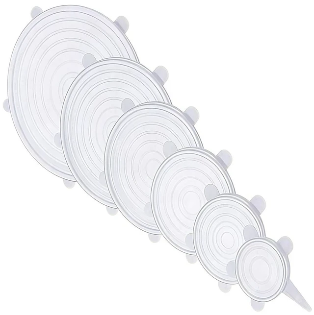 Main image of Silicone Stretch lids set, 6 Sizes, Reusable Food Storage Covers Silicone Bowl CoversFlexible to Fit All Shape of ContainersFood Cover to Keep Food Fresh (6 PCS,white)