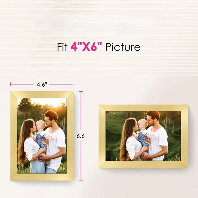Alt view image 2 of 7 - 4x6 Picture Frame Bulk-4 Pack, Gold Picture Frames Collage Wall Decor, Wall & Tabletop Picture Frames, Photo Frame 4x6 with HD Plexiglass