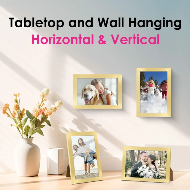 Alt view image 6 of 7 - 4x6 Picture Frame Bulk-4 Pack, Gold Picture Frames Collage Wall Decor, Wall & Tabletop Picture Frames, Photo Frame 4x6 with HD Plexiglass
