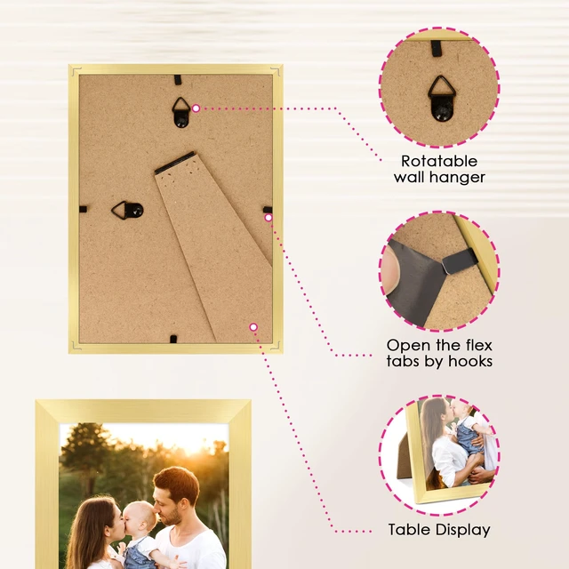 Alt view image 5 of 7 - 4x6 Picture Frame Bulk-4 Pack, Gold Picture Frames Collage Wall Decor, Wall & Tabletop Picture Frames, Photo Frame 4x6 with HD Plexiglass