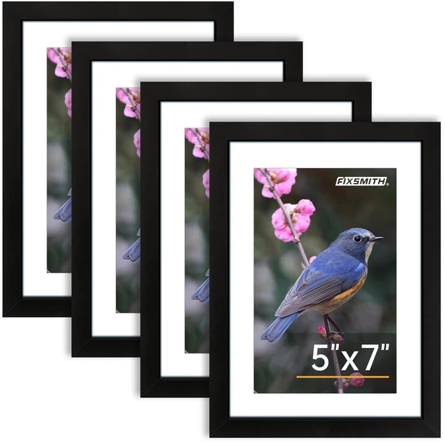 Main image of 5x7 Picture Frame Set of 4, Photo Frame with HD Plexiglass, Display Pictures 4x6 with Mat or 5x7 Without Mat Multi Picture Frames Collage for Tabletop or Wall Display, Black