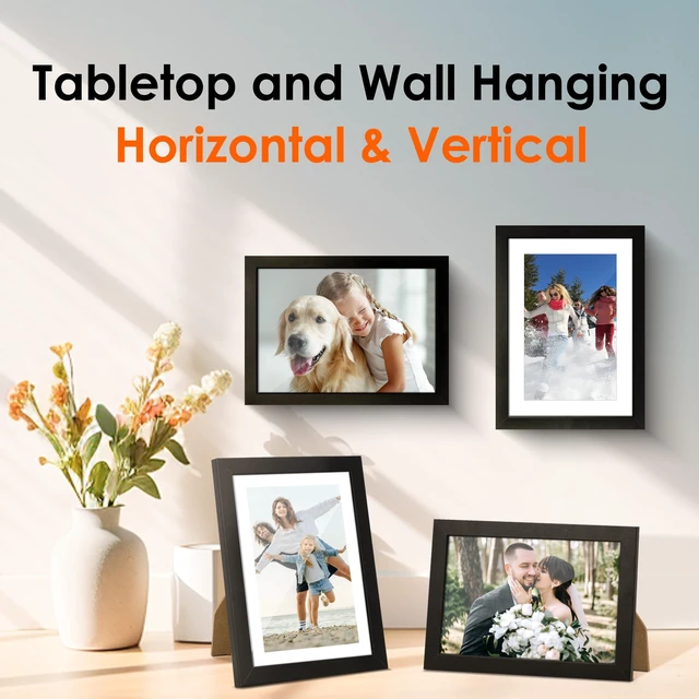 Alt view image 6 of 7 - 5x7 Picture Frame Set of 4, Photo Frame with HD Plexiglass, Display Pictures 4x6 with Mat or 5x7 Without Mat Multi Picture Frames Collage for Tabletop or Wall Display, Black