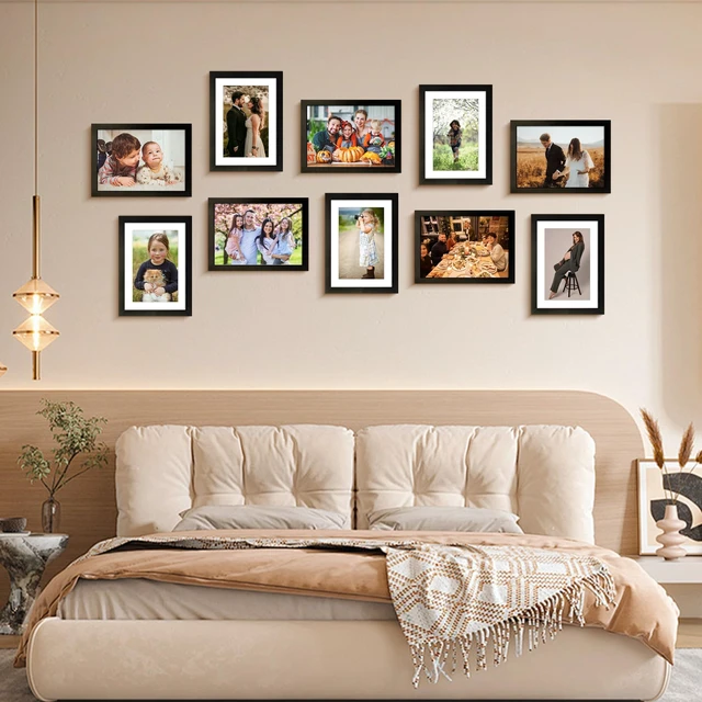 Alt view image 7 of 7 - 5x7 Picture Frame Set of 4, Photo Frame with HD Plexiglass, Display Pictures 4x6 with Mat or 5x7 Without Mat Multi Picture Frames Collage for Tabletop or Wall Display, Black