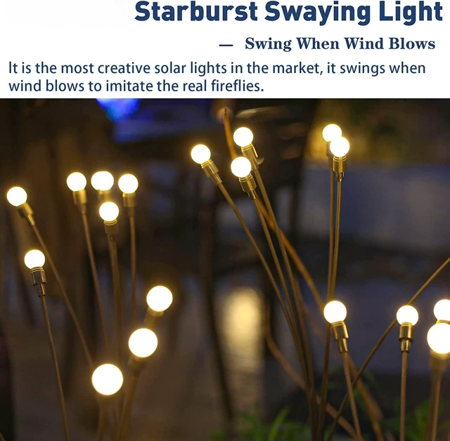 Alt view image 6 of 6 - Solar Garden Lights - Upgraded Solar Swaying Light, Sway by Wind, Outdoor Lights, Yard Patio Pathway Decoration, High Flexibility Iron Wire & Heavy Bulb Base, Warm White(2 Pack)