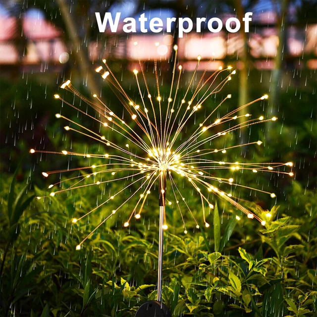 Alt view image 3 of 7 - Outdoor Solar Lights Firework, 2 Pack 120 LEDs Waterproof Solar Lights for Outside Garden Yard Pathway Fence - Warm White