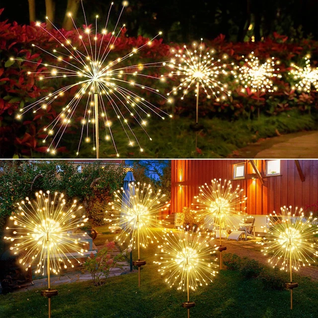 Alt view image 5 of 7 - Outdoor Solar Lights Firework, 2 Pack 120 LEDs Waterproof Solar Lights for Outside Garden Yard Pathway Fence - Warm White